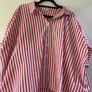 Pink and White Striped Blouse